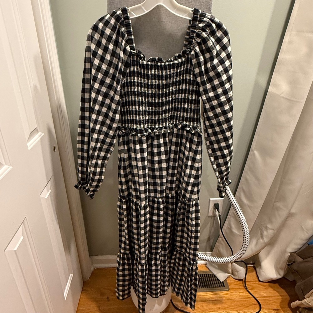 Hayden LA Gingham Maxi Dress S Cotton Smocked Prairie Cottagecore Milkmaid Fall